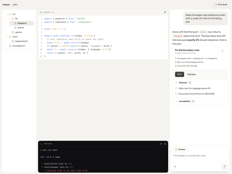 Coding Agent IDE, light